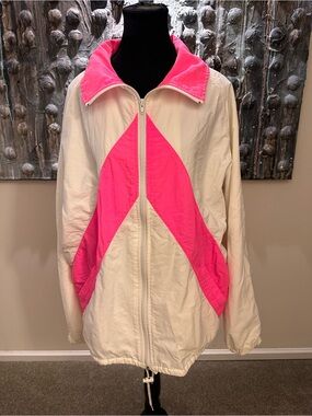 80’s Ladies XL Colorblock Logo Bomber Windbreaker